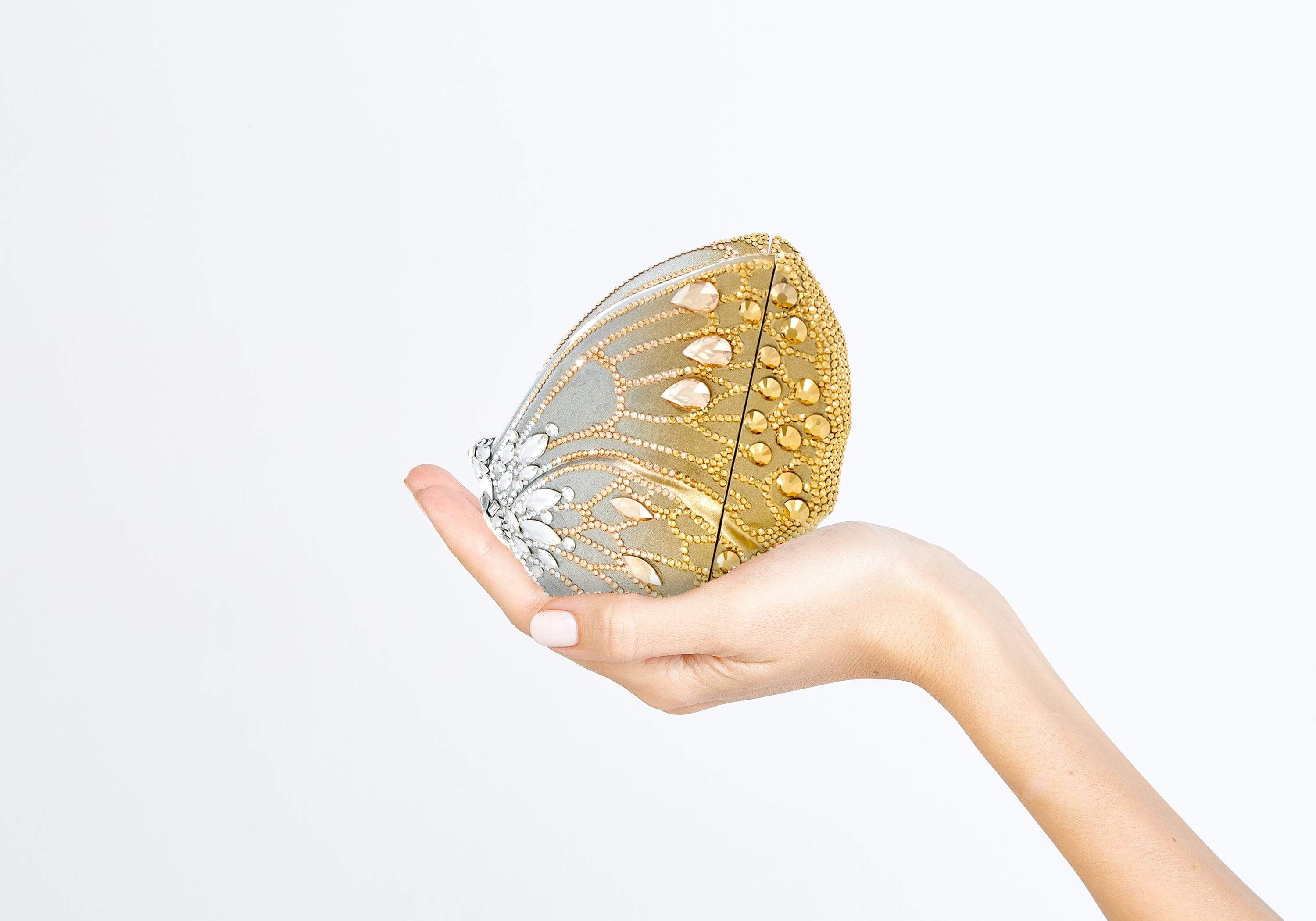 Judith Leiber Butterfly Serafina Crystal Embellished Clutch - Champagne  Aurum Multi | Editorialist